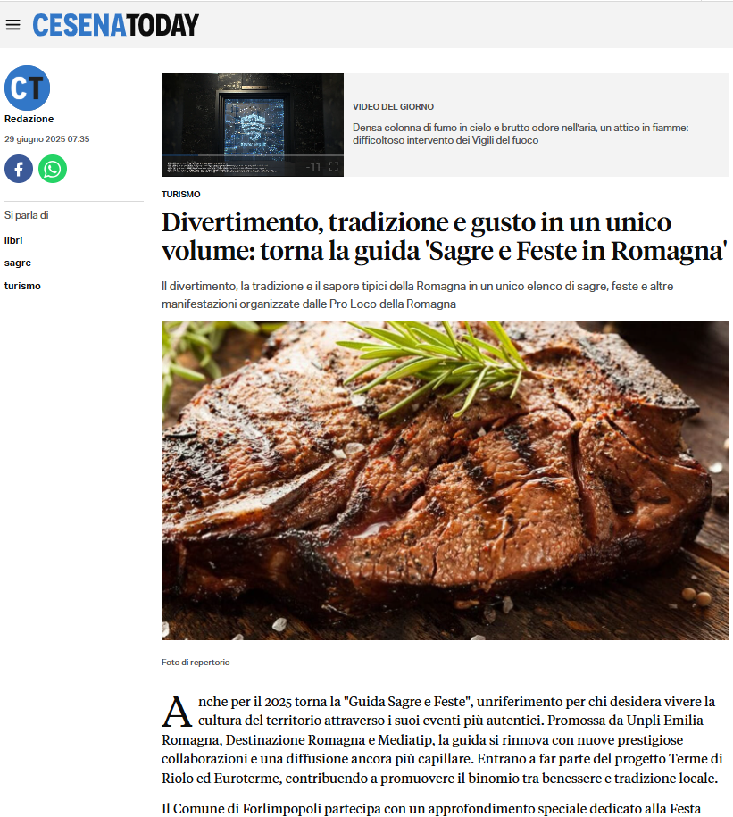 Articolo divertimento tradizione e gusto, torna la guida sagre e feste pubblicato su cesenataoday su sagre e feste 2025